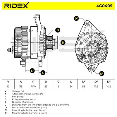 Alternator RIDEX 4G0409 4G0409 - photo 5