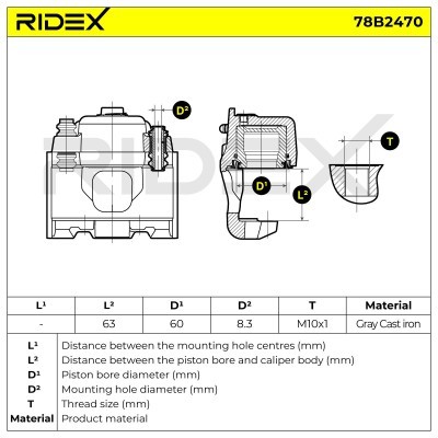 Brake Caliper RIDEX 78B2470 78B2470 - photo 7