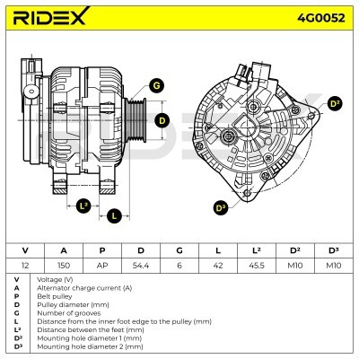 Alternator RIDEX 4G0052 4G0052 - photo 5