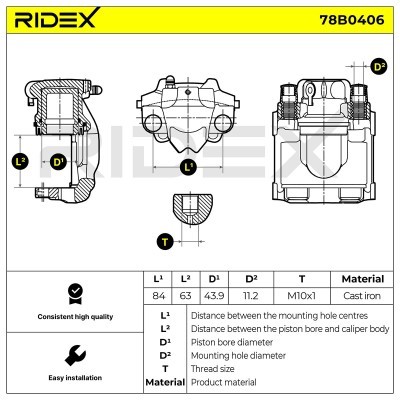 Brake Caliper RIDEX 78B0406 78B0406 - photo 3