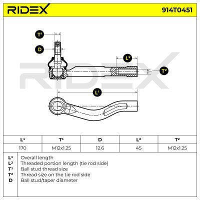 Tie Rod End RIDEX 914T0451 914T0451 - photo 6