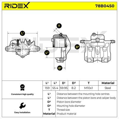 Brake Caliper RIDEX 78B0450 78B0450 - photo 6