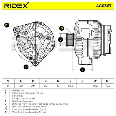 Alternator RIDEX 4G0367 4G0367 - photo 5