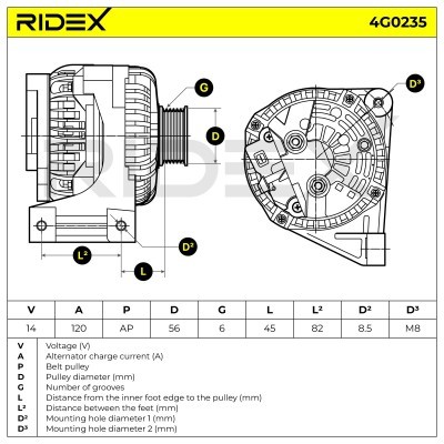 Alternator RIDEX 4G0235 4G0235 - photo 7