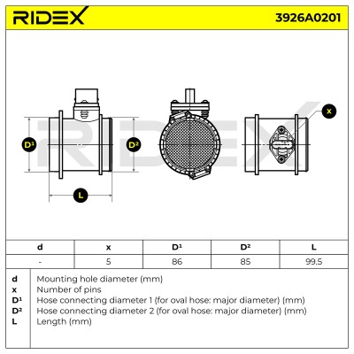 Air Mass Sensor RIDEX 3926A0201 3926A0201 - photo 6