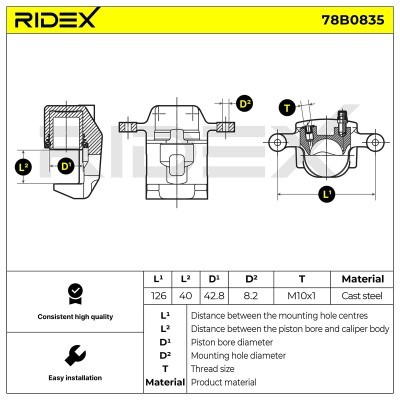 Brake Caliper RIDEX 78B0835 78B0835 - photo 5