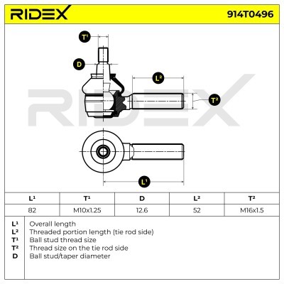 Tie Rod End RIDEX 914T0496 914T0496 - photo 5