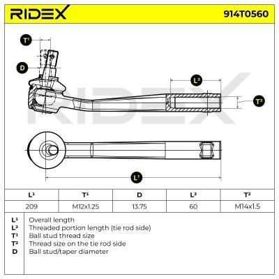 Tie Rod End RIDEX 914T0560 914T0560 - photo 6