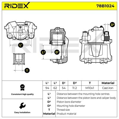 Brake Caliper RIDEX 78B1024 78B1024 - photo 3