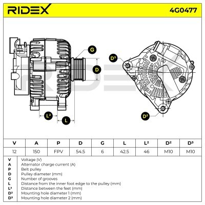 Alternator RIDEX 4G0477 4G0477 - photo 5