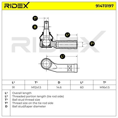 Tie Rod End RIDEX 914T0197 914T0197 - photo 5