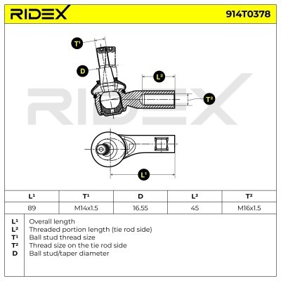 Tie Rod End RIDEX 914T0378 914T0378 - photo 7