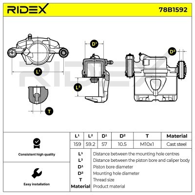 Brake Caliper RIDEX 78B1592 78B1592 - photo 6