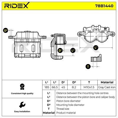 Brake Caliper RIDEX 78B1440 78B1440 - photo 6