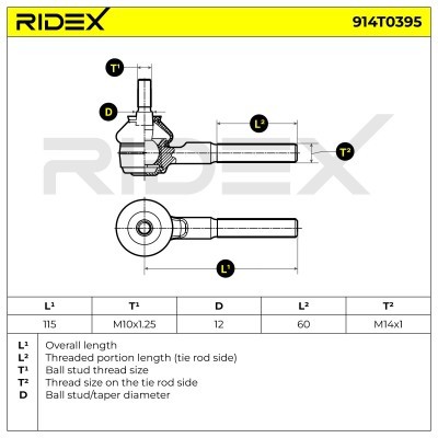 Tie Rod End RIDEX 914T0395 914T0395 - photo 5