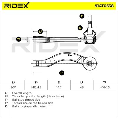 Tie Rod End RIDEX 914T0538 914T0538 - photo 7