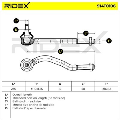 Tie Rod End RIDEX 914T0106 914T0106 - photo 4