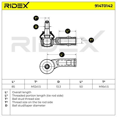 Tie Rod End RIDEX 914T0142 914T0142 - photo 7