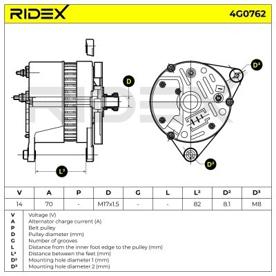 Alternator RIDEX 4G0762 4G0762 - photo 5