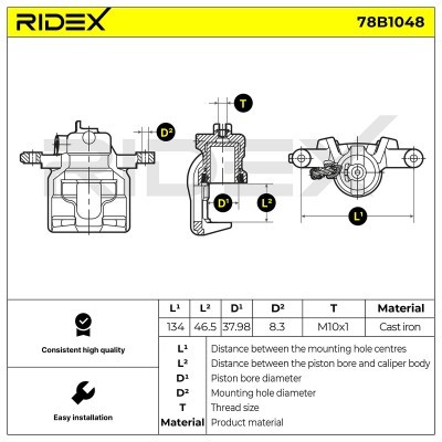 Brake Caliper RIDEX 78B1048 78B1048 - photo 6