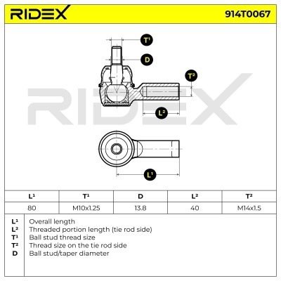 Tie Rod End RIDEX 914T0067 914T0067 - photo 5
