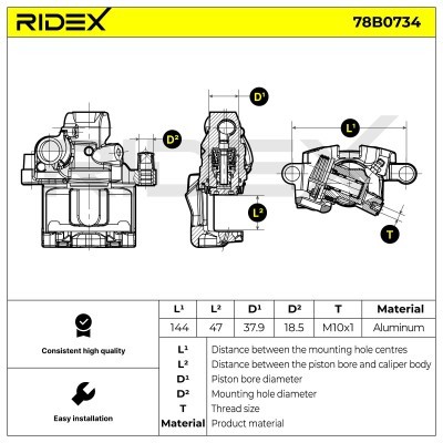Brake Caliper RIDEX 78B0734 78B0734 - photo 6