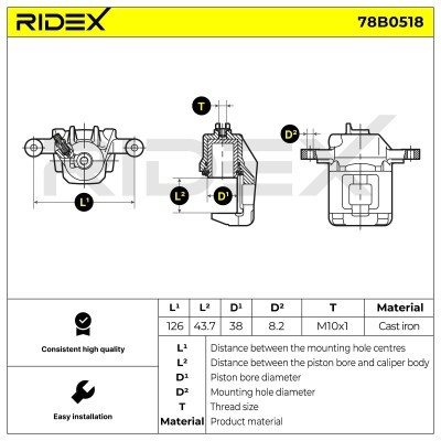 Brake Caliper RIDEX 78B0518 78B0518 - photo 5