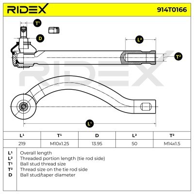 Tie Rod End RIDEX 914T0166 914T0166 - photo 7