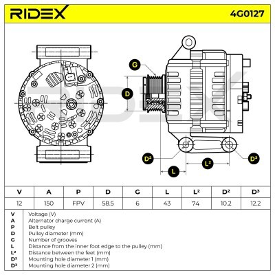 Alternator RIDEX 4G0127 4G0127 - photo 6