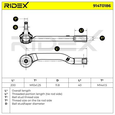 Tie Rod End RIDEX 914T0186 914T0186 - photo 6