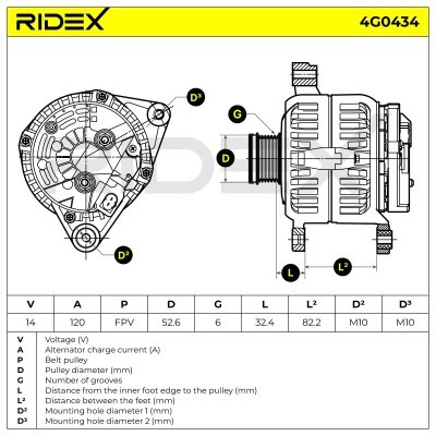 Alternator RIDEX 4G0434 4G0434 - photo 7