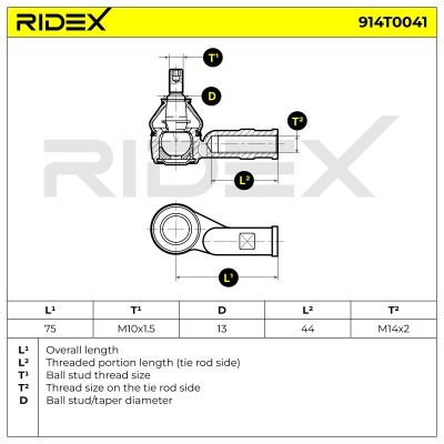 Tie Rod End RIDEX 914T0041 914T0041 - photo 3