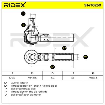 Tie Rod End RIDEX 914T0250 914T0250 - photo 6
