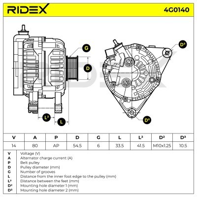 Alternator RIDEX 4G0140 4G0140 - photo 5