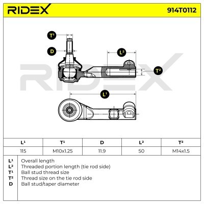 Tie Rod End RIDEX 914T0112 914T0112 - photo 6