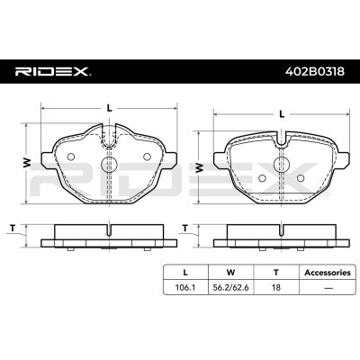 Brake Pads Set RIDEX 402B0318 402B0318 - photo 3