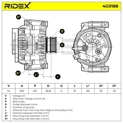 Alternator RIDEX 4G0188 4G0188 - photo 5