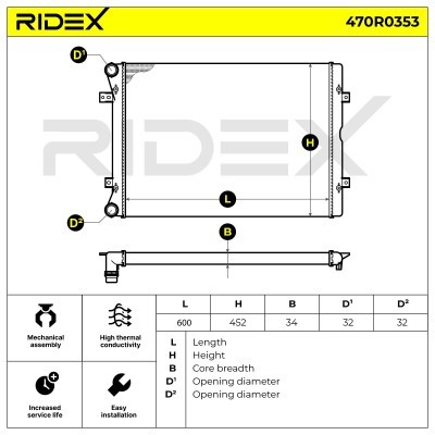 Radiator, Engine Cooling RIDEX 470R0353 470R0353 - photo 5
