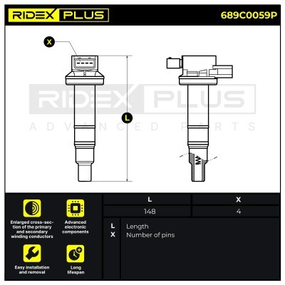 Ignition Coil RIDEX 689C0059P 689C0059P - photo 3