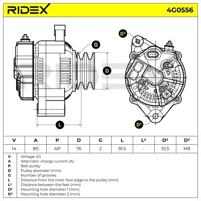 Alternator RIDEX 4G0556 4G0556 - photo 6
