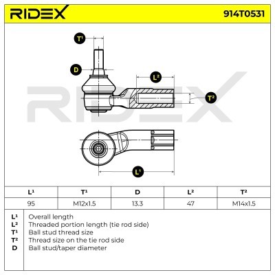 Tie Rod End RIDEX 914T0531 914T0531 - photo 6