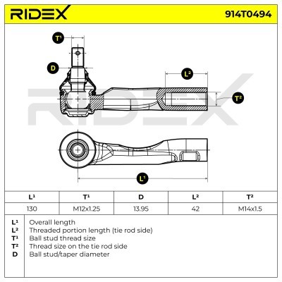 Tie Rod End RIDEX 914T0494 914T0494 - photo 6