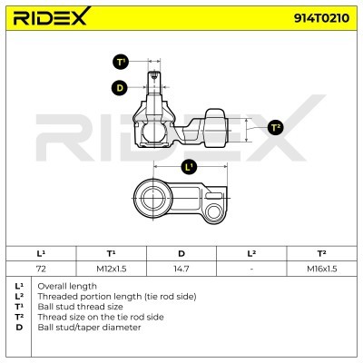 Tie Rod End RIDEX 914T0210 914T0210 - photo 5