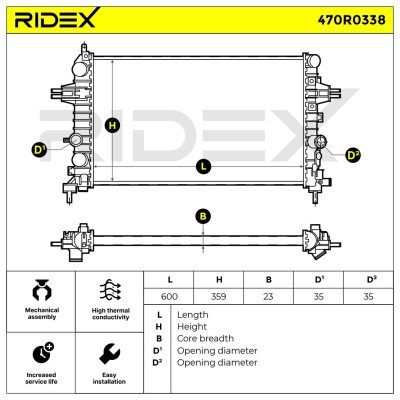 Radiator, Engine Cooling RIDEX 470R0338 470R0338 - photo 6