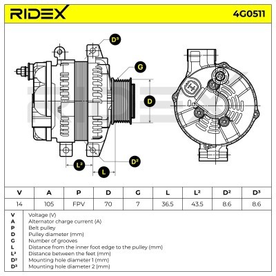 Alternator RIDEX 4G0511 4G0511 - photo 5