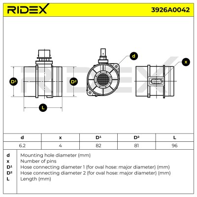 Air Mass Sensor RIDEX 3926A0042 3926A0042 - photo 7