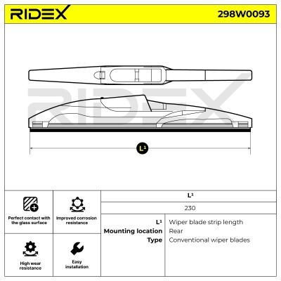 Щетка стеклоочистителя заднего стекла RIDEX 298W0093 298W0093 - photo 6