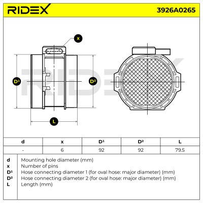 Air Mass Sensor RIDEX 3926A0265 3926A0265 - photo 6