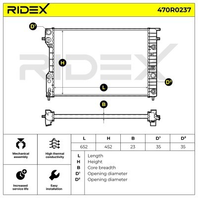 Radiator, Engine Cooling RIDEX 470R0237 470R0237 - photo 5