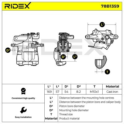 Brake Caliper RIDEX 78B1359 78B1359 - photo 8